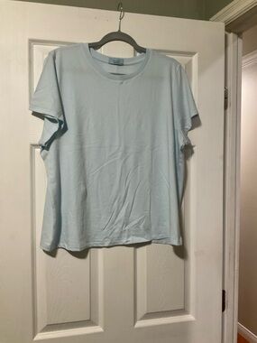 Casual Light Blue Women's Crewneck Tee